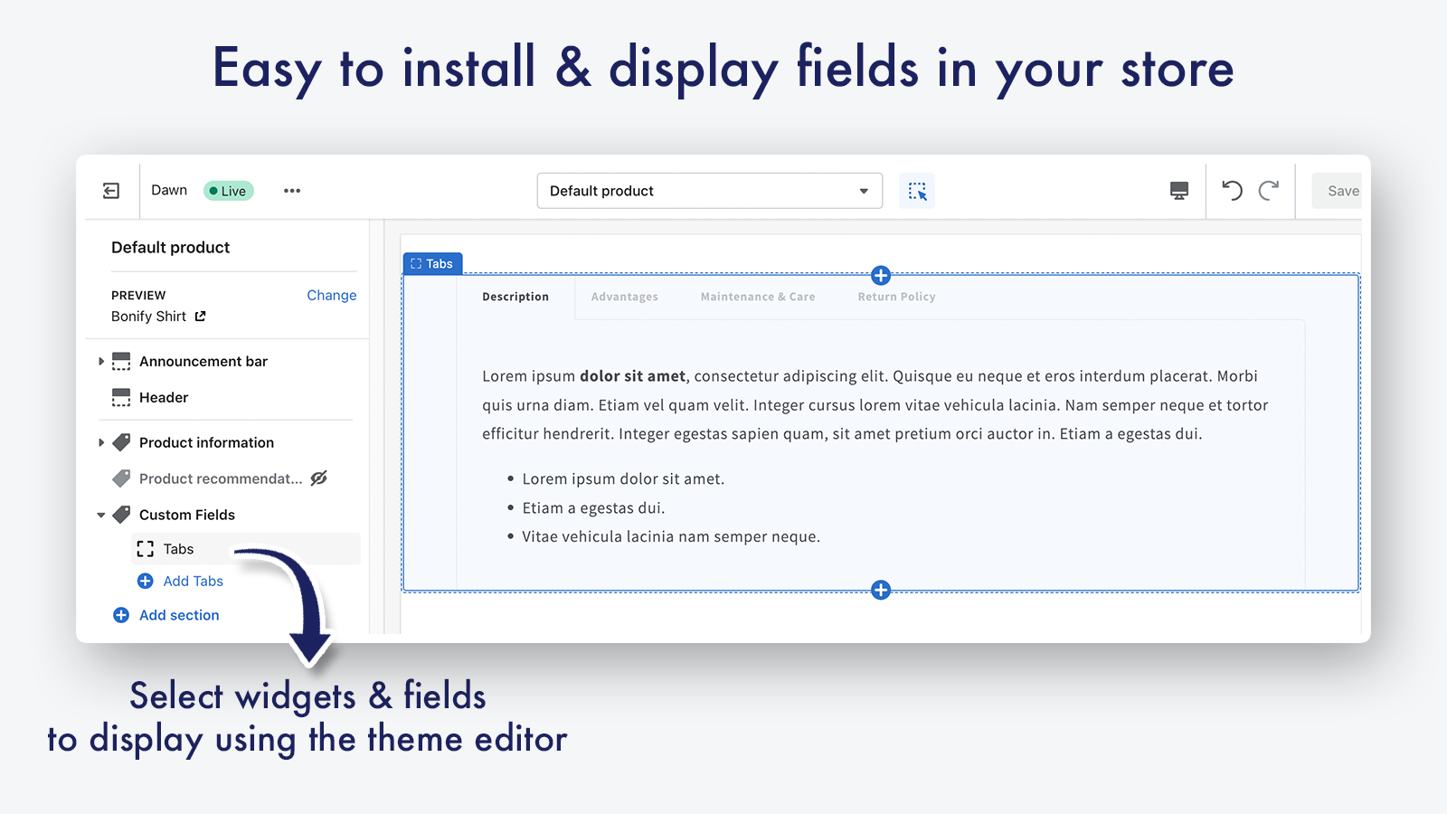 Custom Fields - Code & template generation